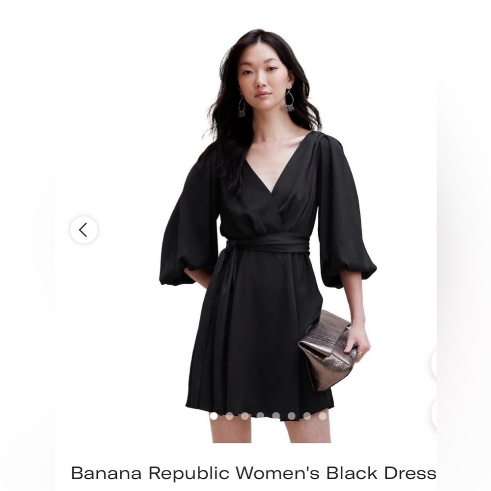 Banana Republic Black satin Long Sleeve Dress